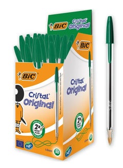 Bic 50-Piece Cristal Medium 1.0mm Tip Ballpoint Pen Green Ink  - Image 1