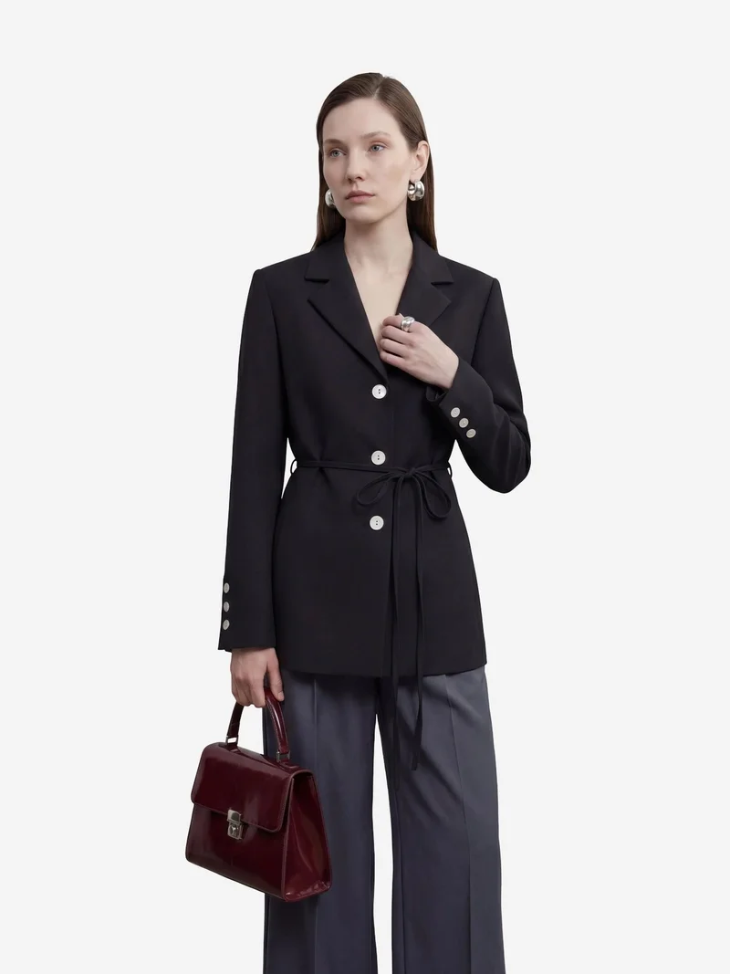MY FASHION MY FASHION Tie Detail Crepe Blazer Jacket