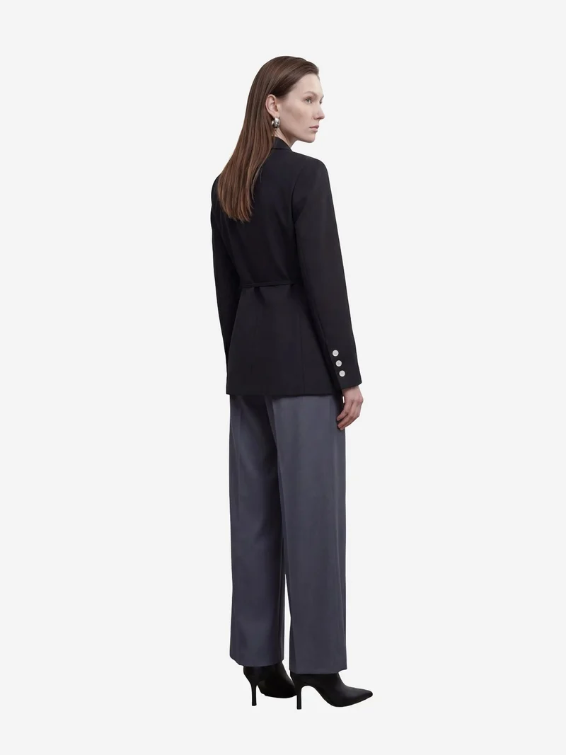My Fashion Black MY FASHION Tie Detail Crepe Blazer Jacket for Women | Best Price UAE