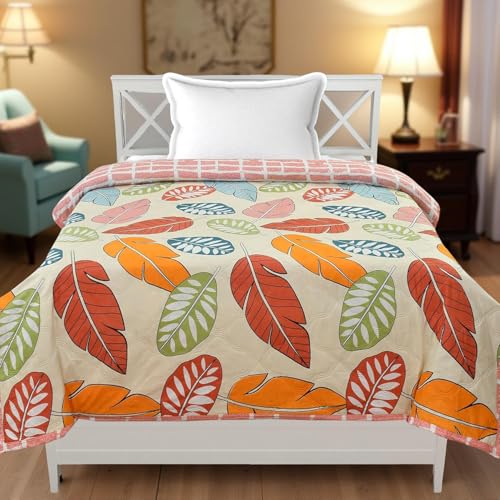 CLOUDTAILNET Premium Ultrasonic Comforter Single Bed, Reversible Microfiber, Quilt, AC Blanket, Dohar Single Bed Paisley Multi Leaf - Image 1