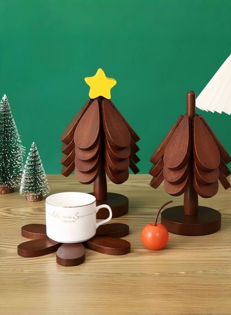 Creative Wood Table Placemats Heat Resistant Placemats, Home Decor Space-saving Suitable for Dining Table and Kitchen, 4 pcs  in One  - Image 3