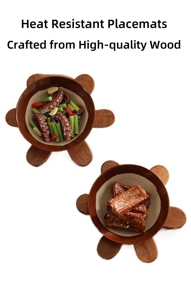 ألواح عازلة للحرارة للأطباق الساخنة – مفارش خشبية مبطنة غير قابلة للانزلاق، مقاومة للحرارة – مناسبة لديكور المنزل وتوفير المساحة – مثالية لطاولة الطعام والمطبخ – 4 قطع في المجموعة - Image 4