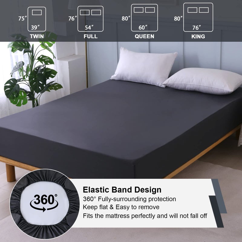 ohano Waterproof Mattress Protector Queen, Fitted Sheet Style Breathable Mattress Cover with Deep Pocket Fits Up to 18'', Machine Washable Noiseless Bed Cover for Kids Adults Pets (Dark Gray, 60'' X 80'') - Image 5
