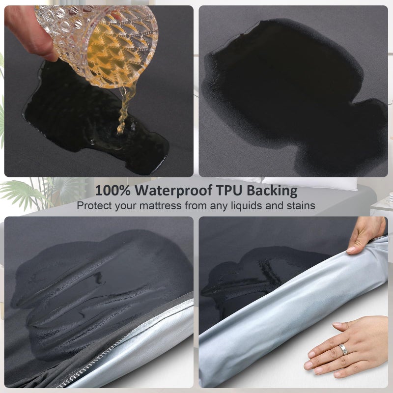 ohano Waterproof Mattress Protector Queen, Fitted Sheet Style Breathable Mattress Cover with Deep Pocket Fits Up to 18'', Machine Washable Noiseless Bed Cover for Kids Adults Pets (Dark Gray, 60'' X 80'') - Image 3