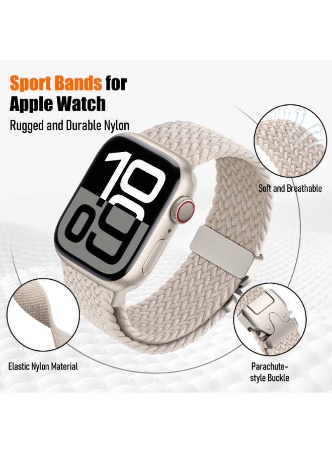 Braided Stretchy Bands for Apple Watch Band 42mm 41mm 40mm 38mm Men Women,Parachute Buckle Elastic Woven Nylon Wristband Sport Solo Loop Strap for iWatch Series 11 10 9 8 7 6 5 4 3 SE3/2/4 - Image 2