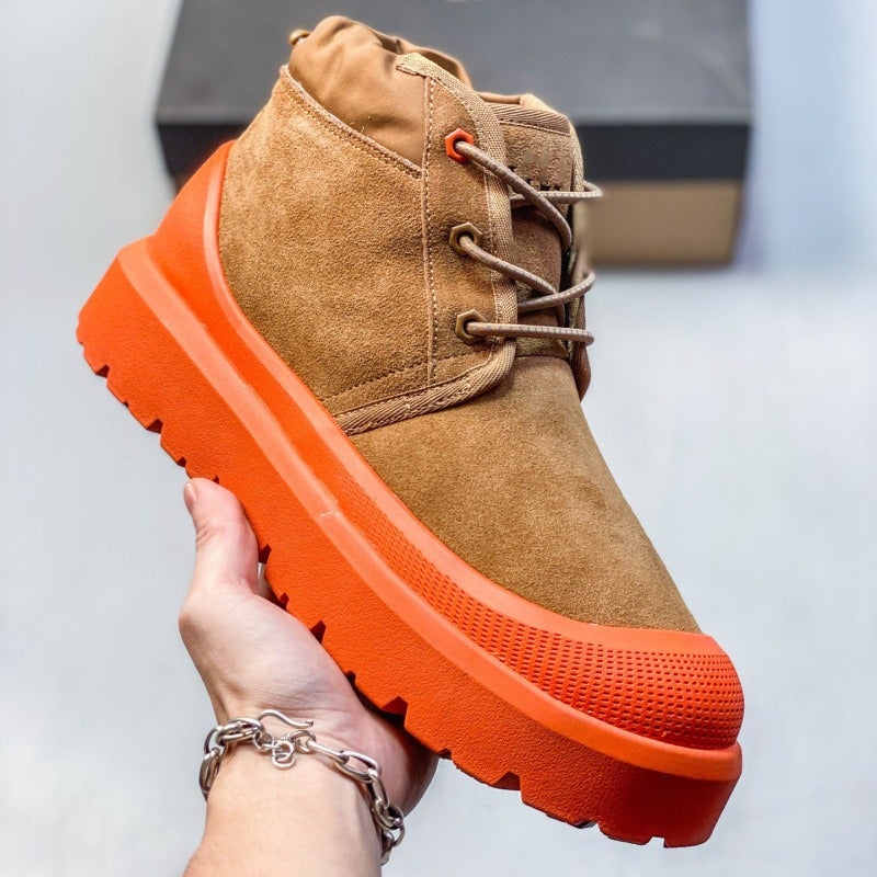 Unisex Winter Snow Boots with Fleece Lining, Thick Platform Sole, Height Increasing, Anti-Slip, Lace-Up Casual Shoes