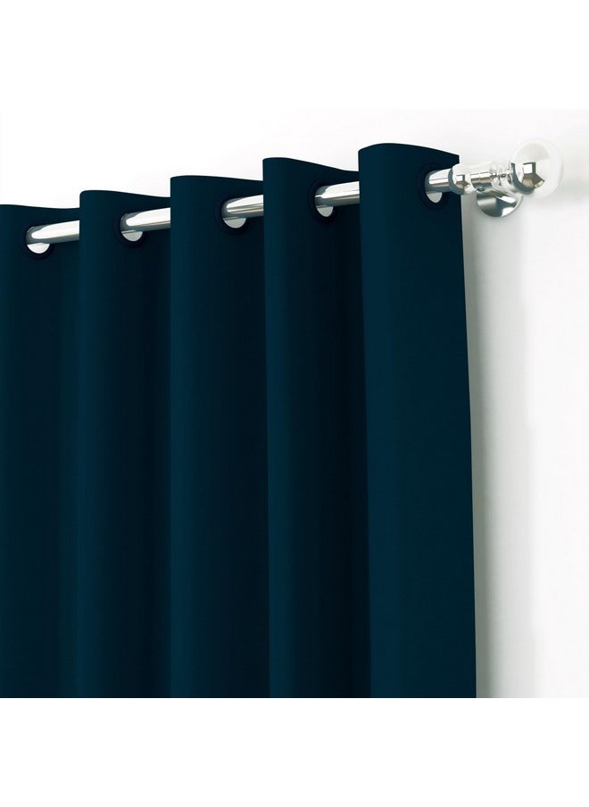 Story@Home Story@Home Blackout Door Curtains 7 Feet Long Set of 2 | Solid Design Door Curtain | Thermal Insulated Curtains | Room Darkening Curtains | Curtains for Living Room | (116 x 215 cm, Dark Teal Blue)  - Image 2