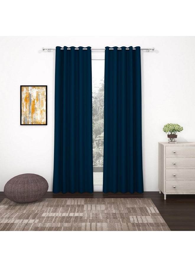 Story@Home Story@Home Blackout Door Curtains 7 Feet Long Set of 2 | Solid Design Door Curtain | Thermal Insulated Curtains | Room Darkening Curtains | Curtains for Living Room | (116 x 215 cm, Dark Teal Blue)  - Image 1