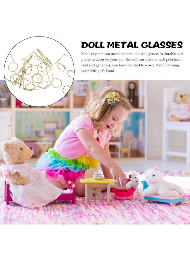 NUOBESTY 10pcs Mini Doll Glasses Metal Wire Rim Frameless Lens Doll Dress up Eyeglasses for Dolls Costume Accessories(Golden) - Image 2