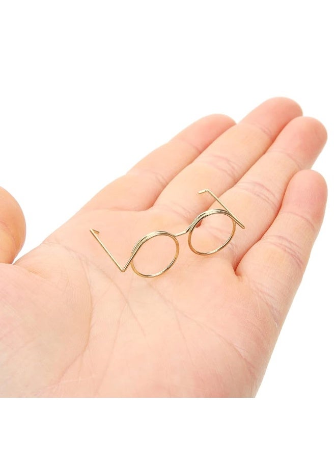 NUOBESTY 10pcs Mini Doll Glasses Metal Wire Rim Frameless Lens Doll Dress up Eyeglasses for Dolls Costume Accessories(Golden) - Image 3