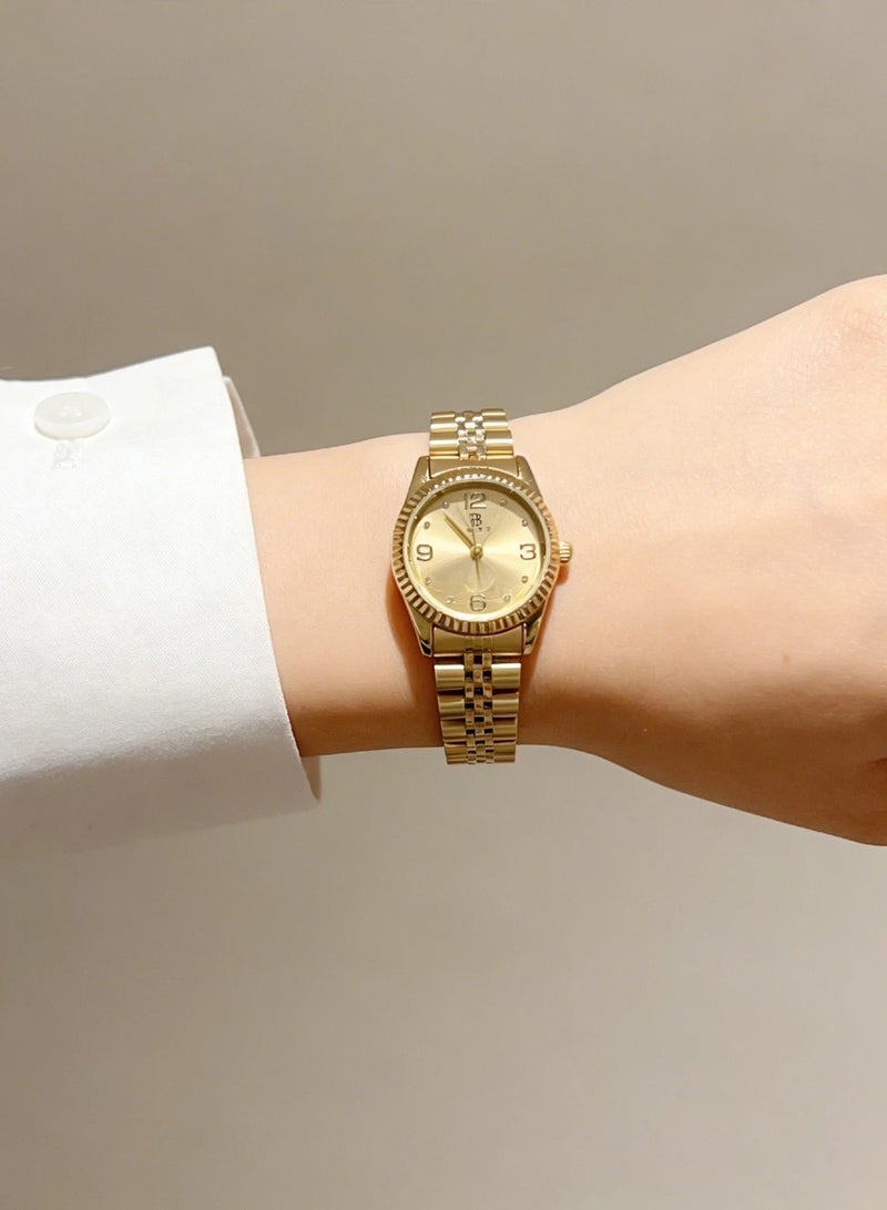 ABIU Luxury Gold-Tone Women's Watch - Chic Metal Bracelet with Glitter Dial & Number Markers (Elegant Fashion Wristwatch for Ladies) - Image 4