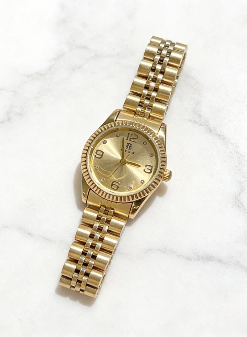 ABIU Luxury Gold-Tone Women's Watch - Chic Metal Bracelet with Glitter Dial & Number Markers (Elegant Fashion Wristwatch for Ladies) - Image 5