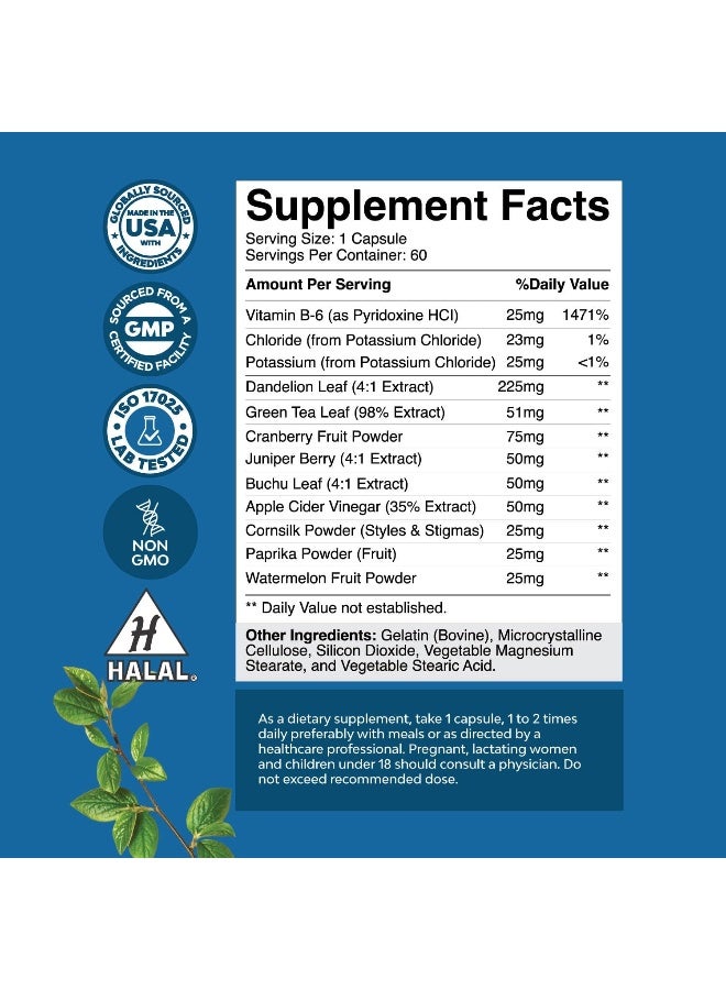 Bio Sense Water Away Pills Diuretic Supplements - Natural Diuretic Water Pills To Reduce Water Retention With Dandelion Leaf Extract Pure Green Tea Juniper Berry Vitamin B6 For Water Balance And Kidney Cleanse - Image 2