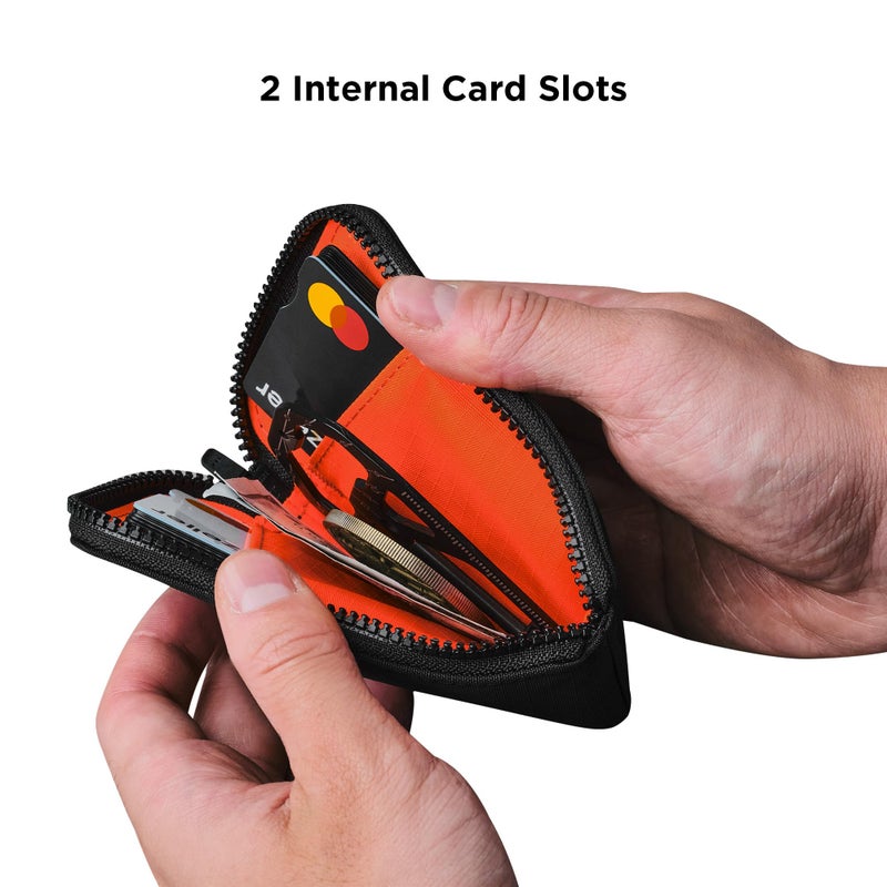 ALPAKA Zip Card Pouch - Card Wallet and Coin Pouch - Holds 12-20 Cards and Cash Holder with Black Axoflux, RFID Blocking Weatherproof Material - Image 3