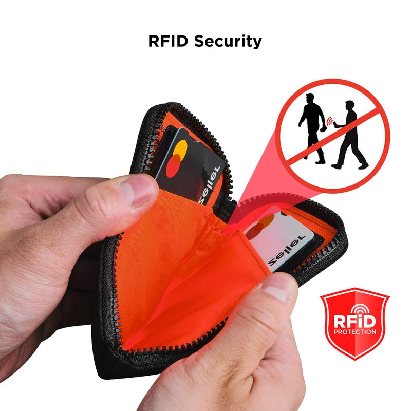 ALPAKA Zip Card Pouch - Card Wallet and Coin Pouch - Holds 12-20 Cards and Cash Holder with Black Axoflux, RFID Blocking Weatherproof Material - Image 4