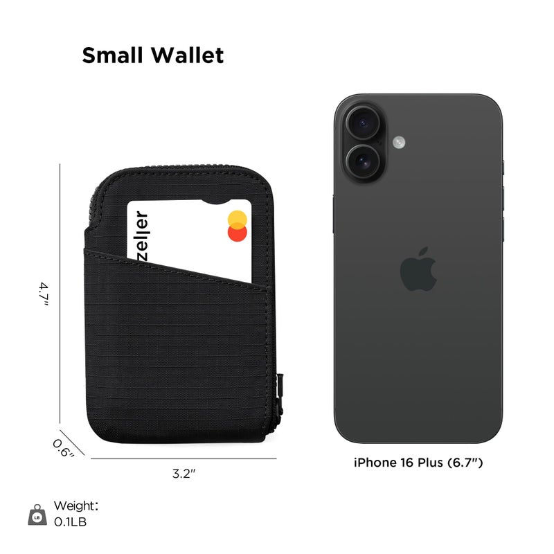 ALPAKA Zip Card Pouch - Card Wallet and Coin Pouch - Holds 12-20 Cards and Cash Holder with Black Axoflux, RFID Blocking Weatherproof Material - Image 5