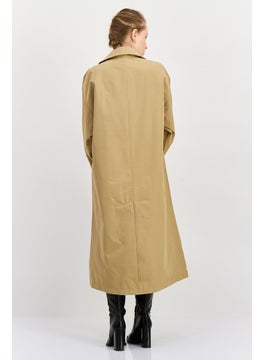 ESPRIT Women Plain Trench Coat, Khaki  - Image 4