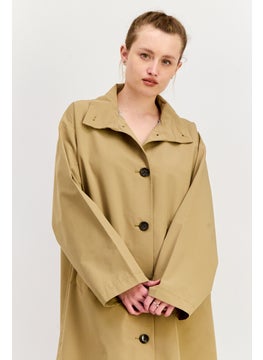 ESPRIT Women Plain Trench Coat, Khaki  - Image 2