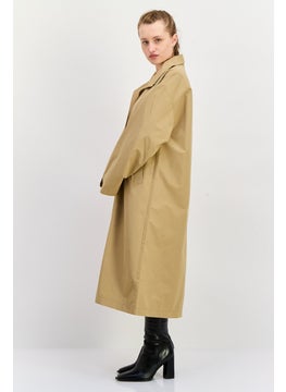 ESPRIT Women Plain Trench Coat, Khaki  - Image 3