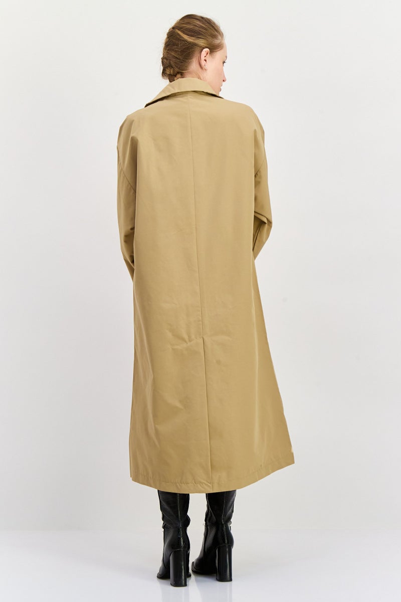 ESPRIT Women Plain Trench Coat, Khaki  - Image 4
