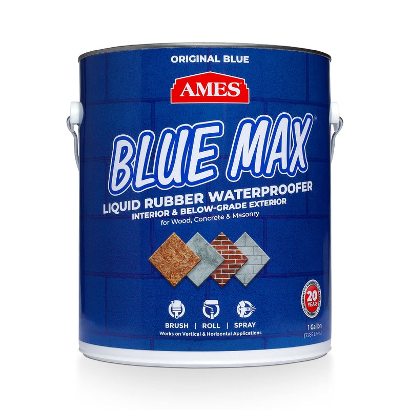 AMES BMX1RG 1 Gallon Blue Max Regular Liquid Rubber Waterproofer, Blue Liquid Rubber Waterproofer Interior and Exterior - Image 1