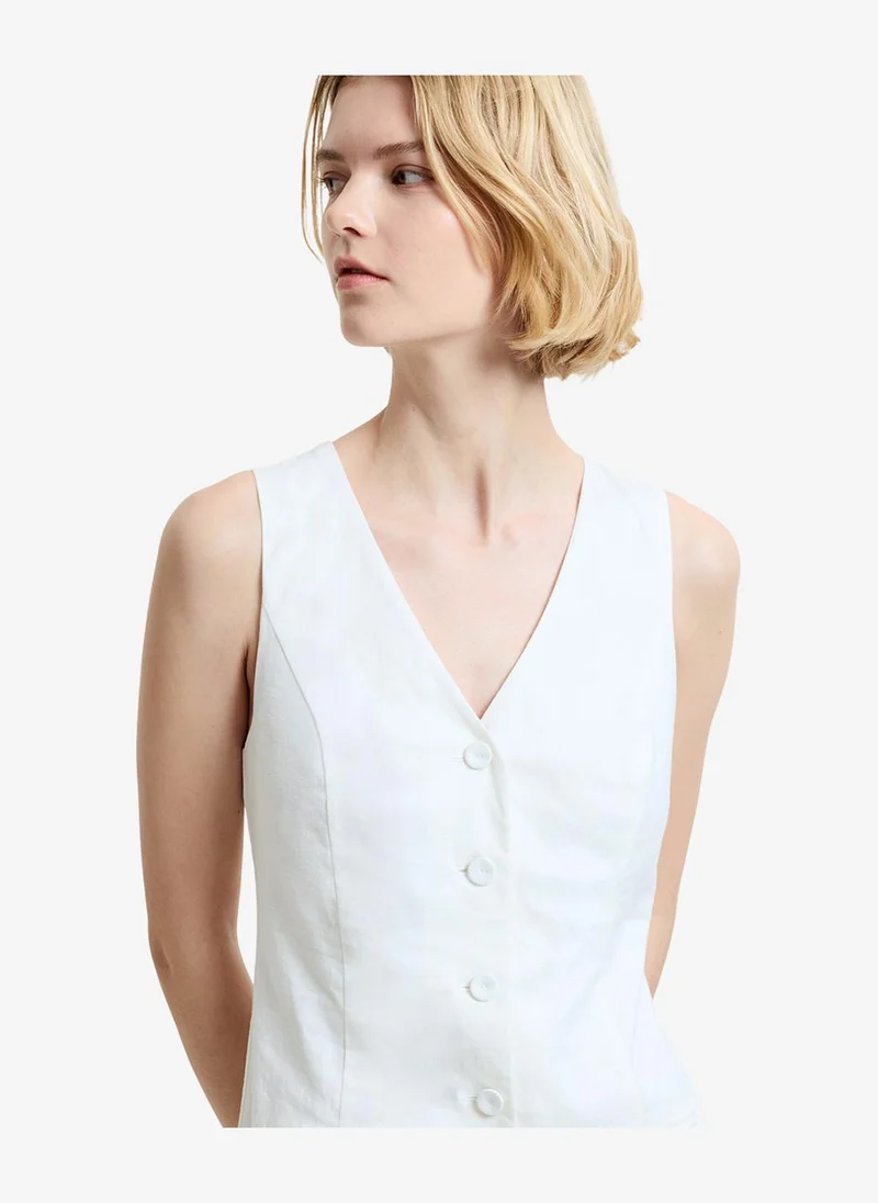 French Connection  Women's Summer White Aspen Linen Slvles Aline Dress for Women | Best Price UAE
