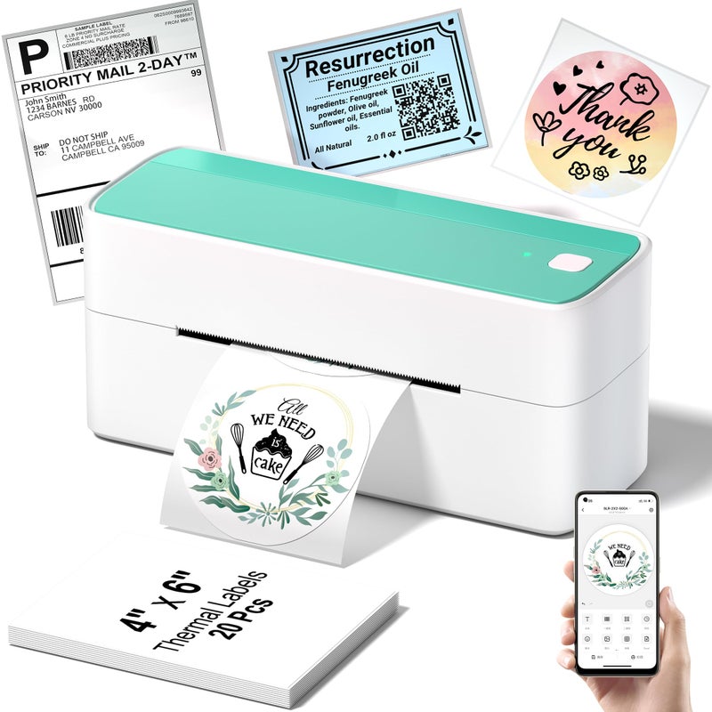 Phomemo Bluetooth Thermal Shipping Label Printer, 241BT Wireless Thermal Label Printer for Shipping Packages, Inkless Thermal Shipping Label Printer, Compatible with iPhone, Android, Green - Image 1