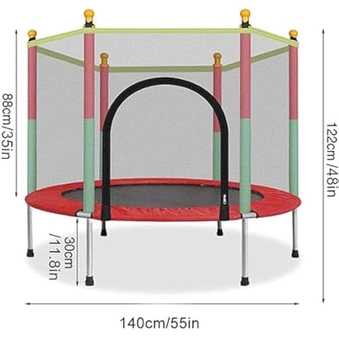 rayihni ترامبولين للياقة البدنية قابل للتعديل للارتفاع وقابل للطي للأطفال والبالغين مع شبكة أمان وسلة كرة سلة ودرابزين من الفوم، جهاز رياضي منزلي - Image 4