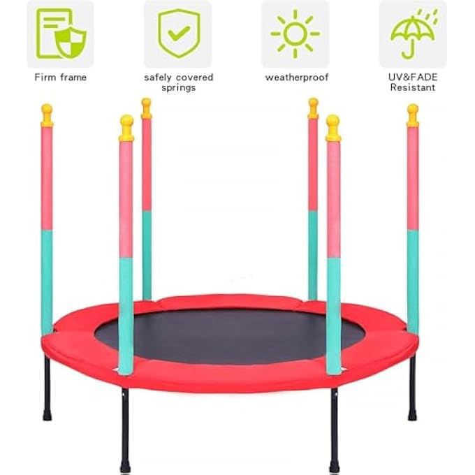 rayihni ترامبولين للياقة البدنية قابل للتعديل للارتفاع وقابل للطي للأطفال والبالغين مع شبكة أمان وسلة كرة سلة ودرابزين من الفوم، جهاز رياضي منزلي - Image 5