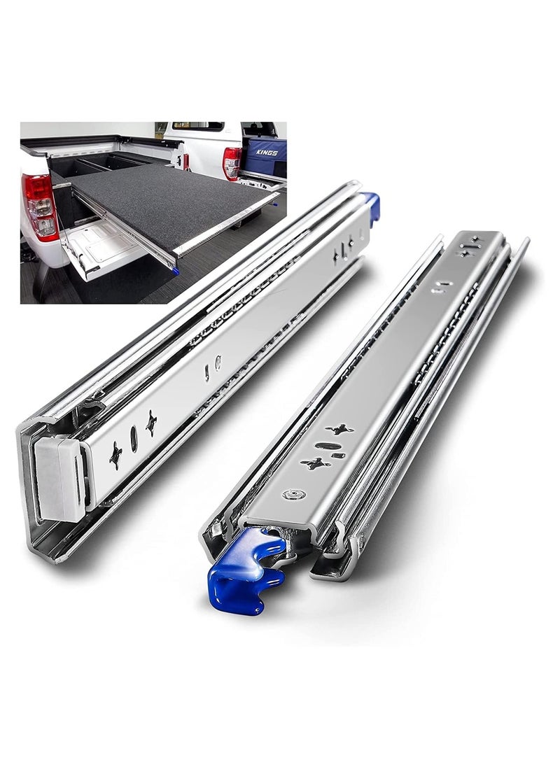 Generic - 1 Pair Heavy Duty Drawer Runners with Lock 120KG Load Capacity Locking Drawer Slide Industrial Strong Full Extension Draw Runner Ball Bearing Shelf Guide Rail Side Mount for Siding Out Storage - Image 1