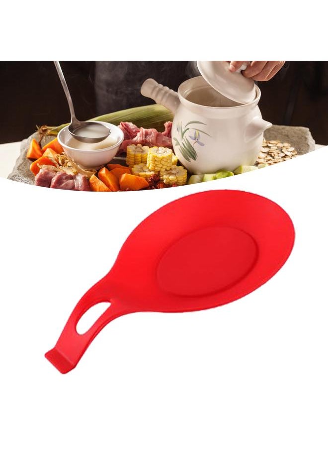 xozgdovg Silicone Spoon Rest High Temperature Proof Heat Resistant Spoon Holder for Home Kitchen Red  - Image 4