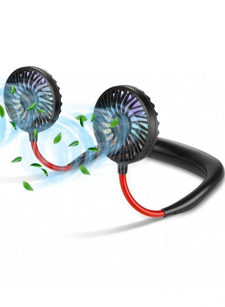 Eltrazone Neck Fan with RGB Light 4000mAh Battery USB Rechargeable Black