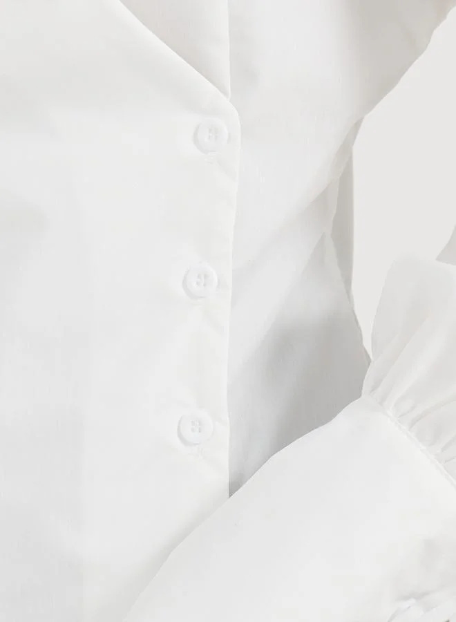 Styli Asymmetric Hem Collared Wrap Top