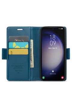 Flip Wallet Case For Samsung Galaxy S23 plus [RFID Blocking] PU Leather Wallet Flip Folio Case with Card Holder Kickstand Shockproof Phone Cover (Blue) - pzsku/Z7AC1BD3414B84F890966Z/45/_/1726344380/383e9b46-0519-4c69-8fa4-02a4021e2977