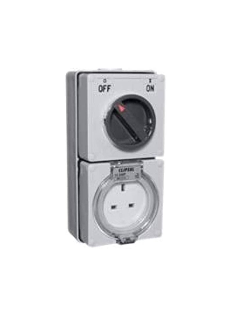 RACO Schneider Single Pole Switch Socket 250V 13A Ip66 Grey 56 Series 56C313 - Image 1