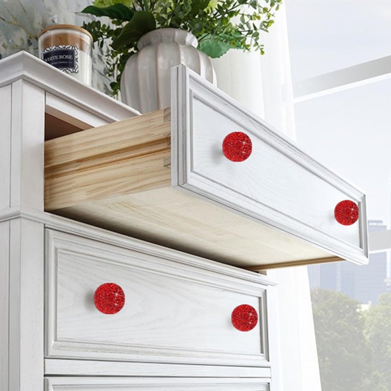 Stainless Steel Cabinet Knob Round Drawer Pull Handle Red 2cm 5cm With Screws - Image 3