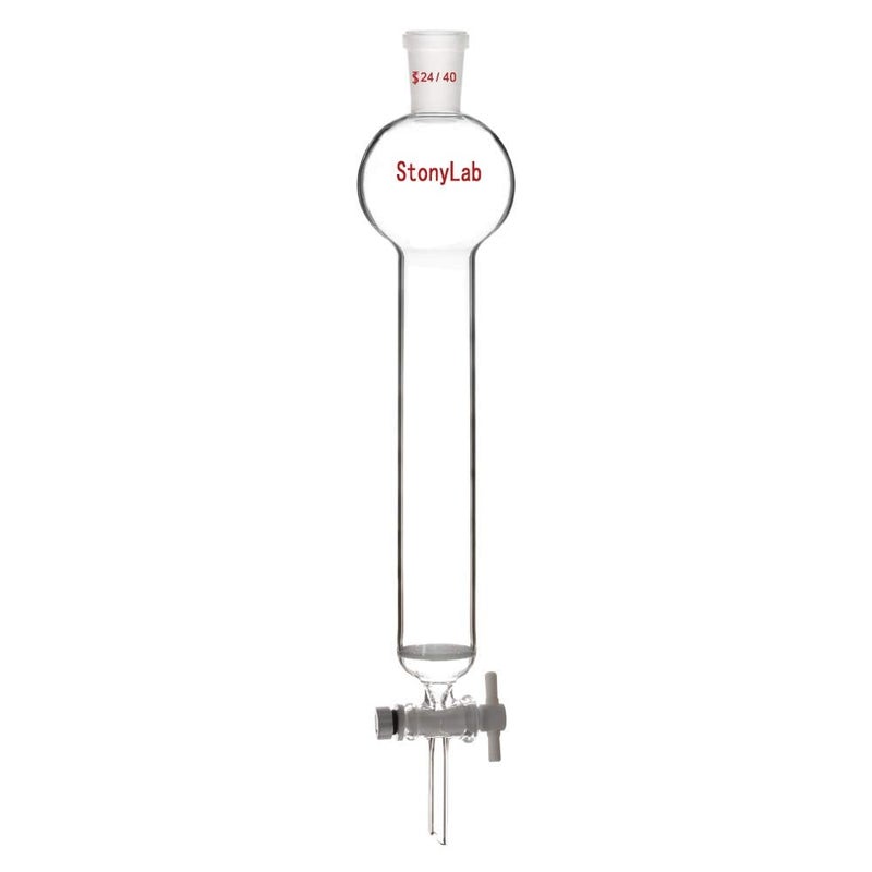 stonylab Borosilicate Glass Chromatography Column with Reservoir and Fritted Disc, 100ml - Image 1