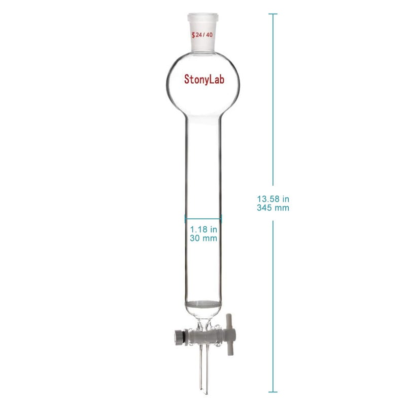 stonylab Borosilicate Glass Chromatography Column with Reservoir and Fritted Disc, 100ml - Image 2