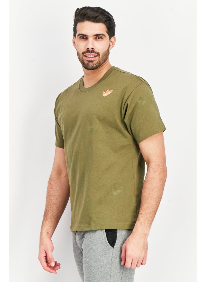 adidas Originals - Men Sportswear Fit  Short Sleeves Brand Logo T-shirt, Olive - Image 1