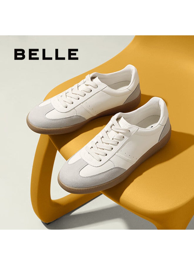 Belle Men's Casual Shoes, Sports Sneakers, Spring And Summer Retro Height-increasing 3.5cm Dexun Shoes A, White-gray Leather, Size 41 - Image 1
