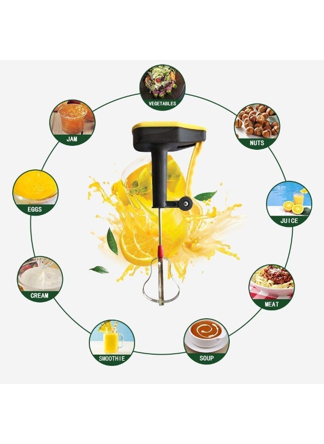 سکیلو خلاط يدوي ومضرب يدوي (برتقالي) - شفرات عالية السرعة من الفولاذ المقاوم للصدأ لتحضير الكريمة والبيض والميلك شيك والشوربات واللاسي - يدوي، بدون كهرباء، هيكل ABS متين، متعدد الاستخدامات.  - Image 1