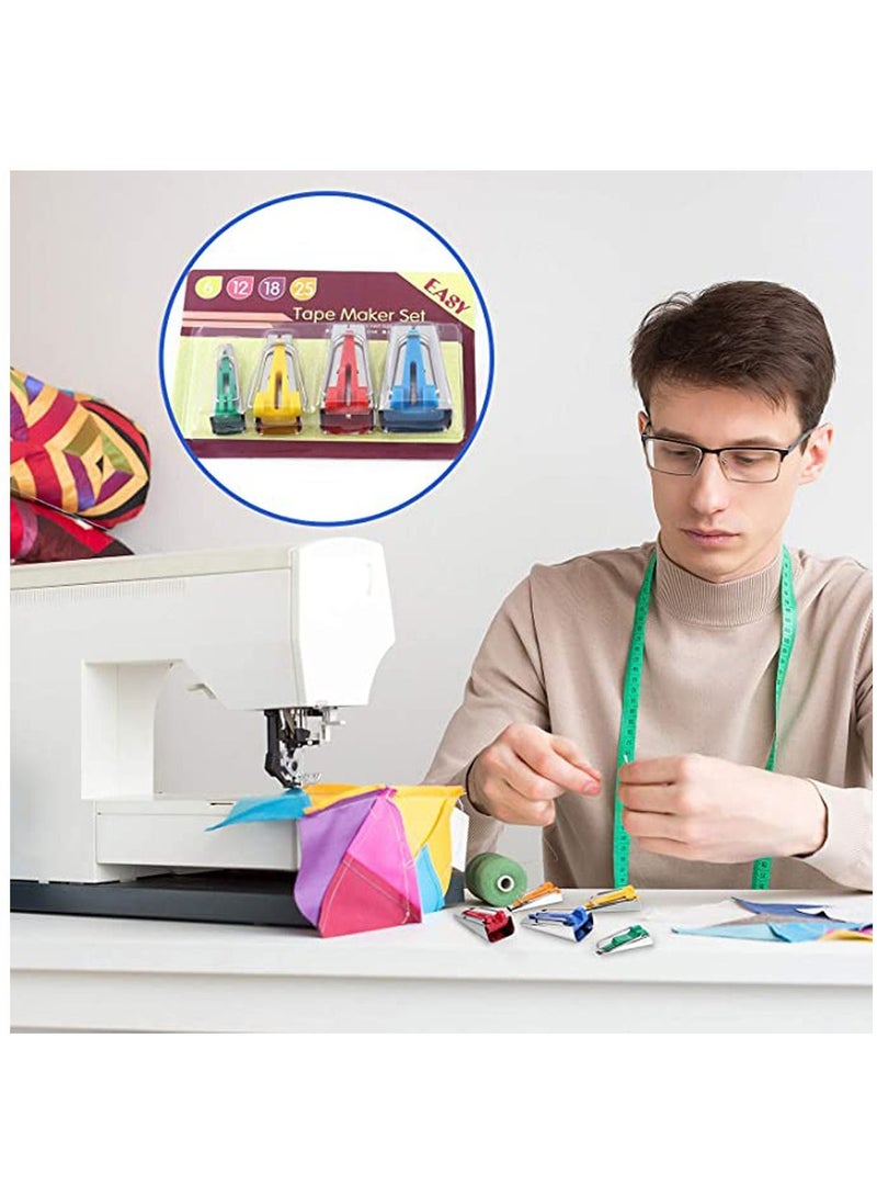 Bias Tape Maker, Binding Maker Set with 4 Sizes (6mm/12mm/18mm/25mm) for Sewing and Quilting Tape, Fabric Tool Machine Accessories - Image 4