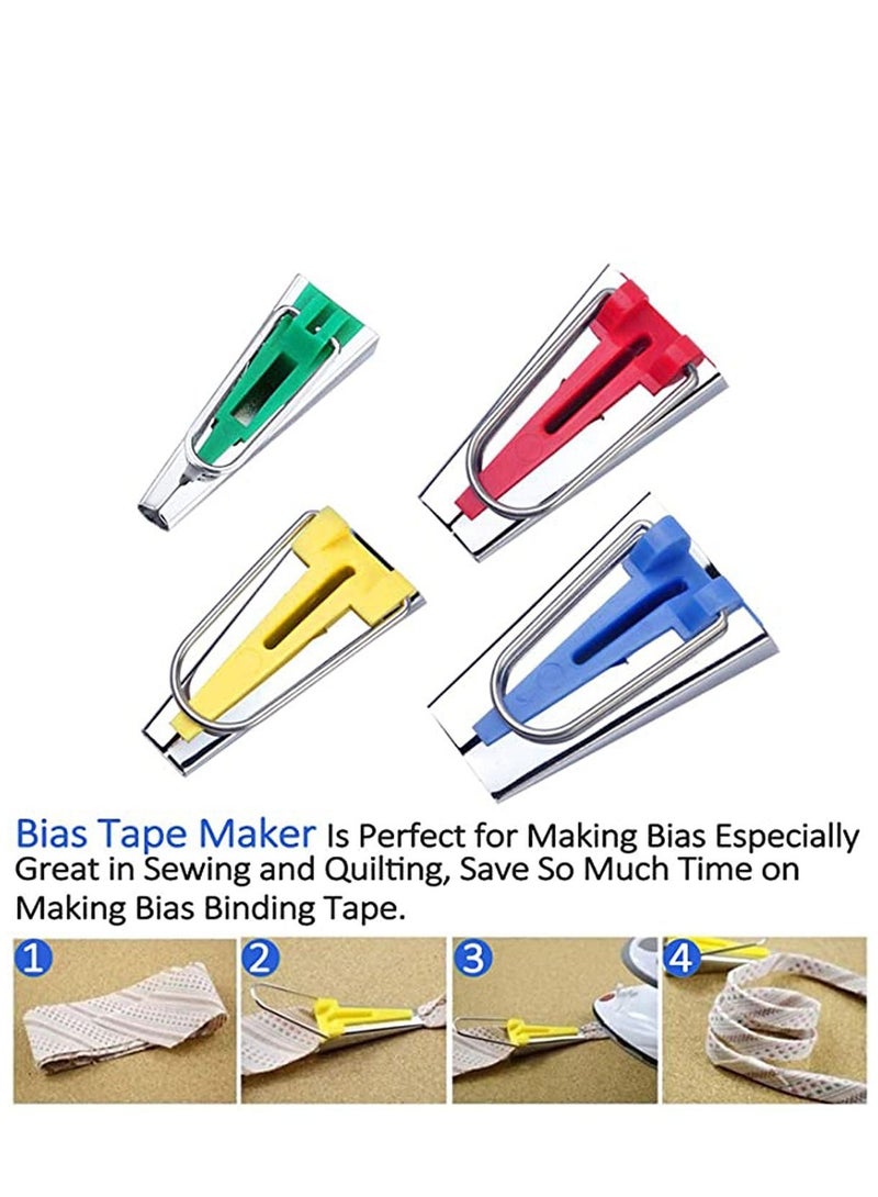 Bias Tape Maker, Binding Maker Set with 4 Sizes (6mm/12mm/18mm/25mm) for Sewing and Quilting Tape, Fabric Tool Machine Accessories - Image 3