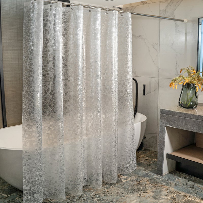 Waterproof Thick PEVA Shower Curtain with Hooks 3D gravel grain steel buttonhole magnet 