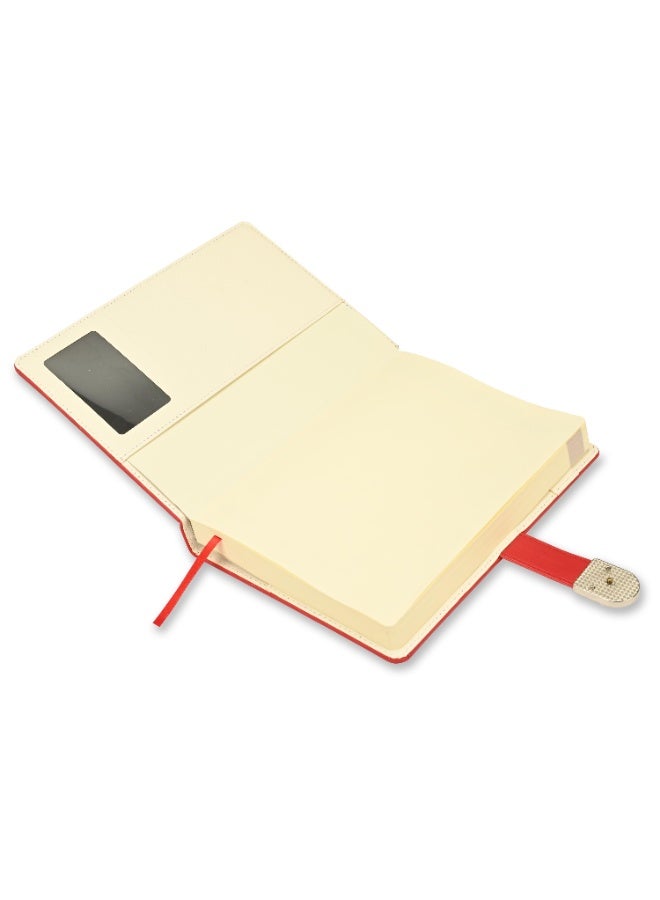 FIS 2026 Diary, Agenda Diary Size(170x240mm), Italian PU Materials, 2 Side Padded & Sewn Cover, Round Corners, Magnetic Lock, English, 70gsm Italian Ivory Paper, Red Color-FSDI87E26D12N - Image 3