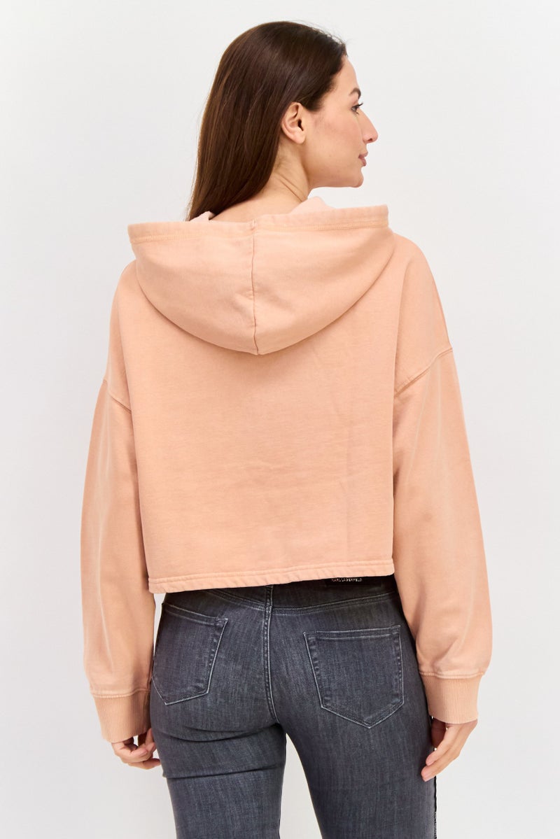 Roxy سويت شيرت بغطاء رأس بأكمام طويلة للنساء، خوخي - Image 3