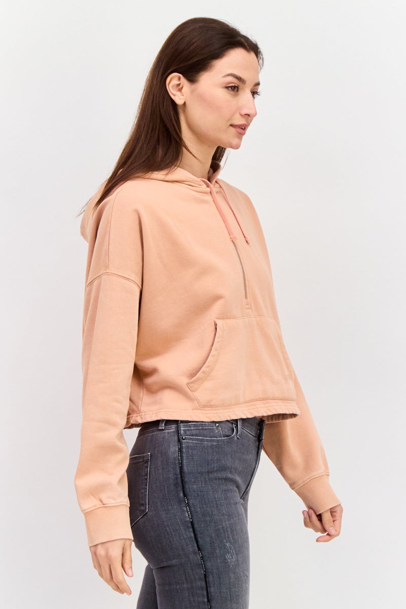 Roxy Women Long Sleeves Hooded Sweatshirt, Peach - Image 2