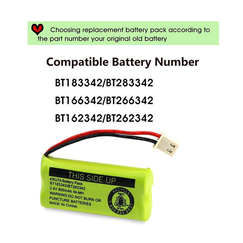 Kruta BT183342 BT283342 BT166342 BT266342 BT162342 BT262342 Battery Compatible with VTech CS6114 CS6419 CS6719 AT&T EL52300 CL80112 VTech CS6719-2 Cordless Handsets - Image 5