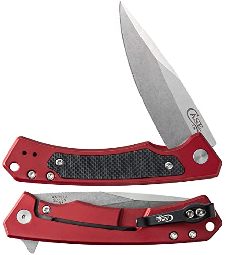 Case XX WR Pocket Knife Marilla EDC S35VN Drop Point Blade Red Anodized Aluminum Handle WClip 25881 MARILLA 4 34 Inches Closed