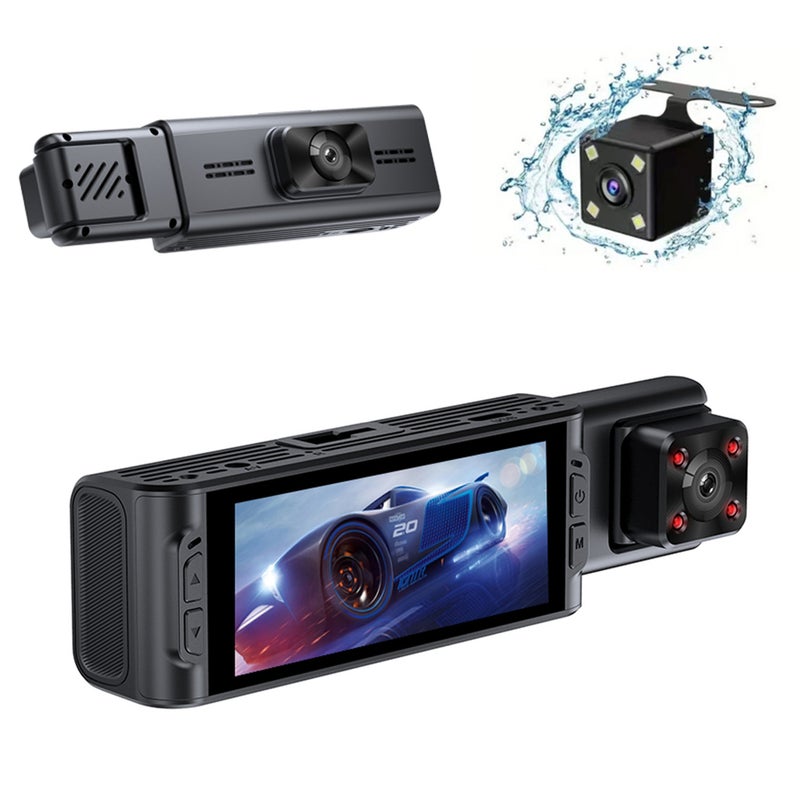 Dashcam 1080P WiFi in car camera, front car dash cam, WDR night vision, loop recording, front, interior, and rear three lens recording, with a maximum support of 128GB - Image 4